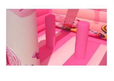 springkasteel roze snoepjesland te huur bij Exclusive Jumpers